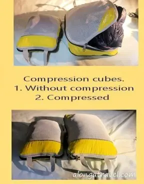 use travel compression cubes for organizing and saving space