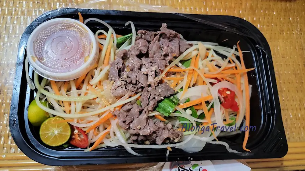 Packed Asian salad with some meat included sold in airports keeps you more energized & healthier