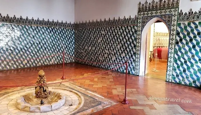 Round indoor Arabian fountain in medieval Sintra National Palace