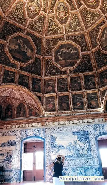 A brown dome ceiling with wooden elaborate cells as a fine example of mudejar architecture in