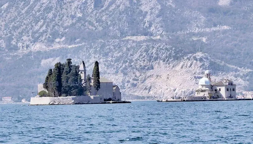 2 magnificent islands of Bay of Kotor off Perast are a short drive from Tivat Airport