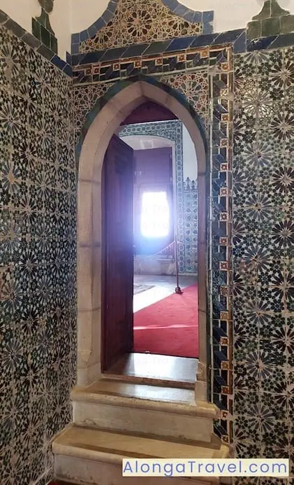 Mudejar style door with tiles around it in Sintra National Palace