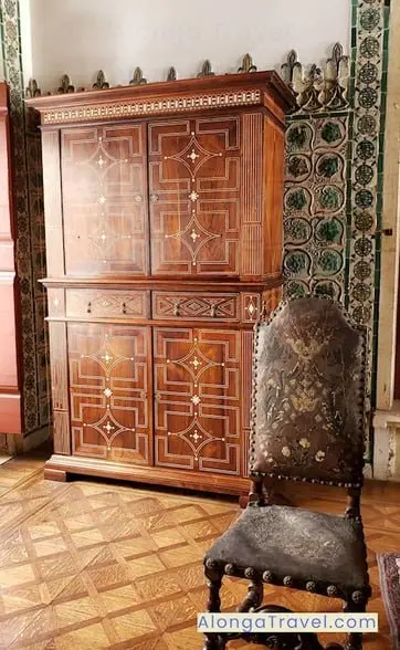 Brown beautiful cabinet in Sintra Royal Palace