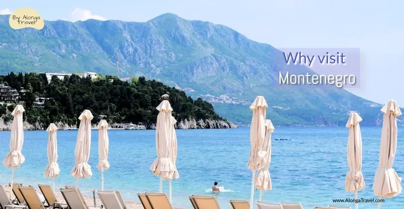 white sun lounges on the beach in Budva Riviera, the must see destination in 🇲🇪