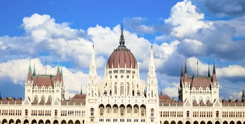 A grandiose building of Budapest Parliament, the cheap place in Europe to visit
