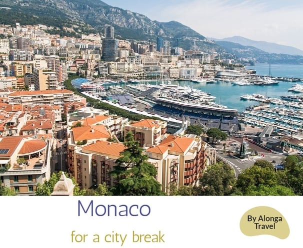 Monaco marina & a custom sign: 'Monaco for a city break'