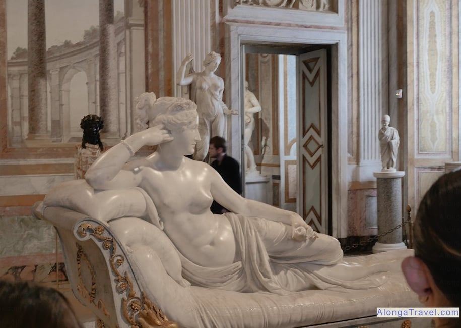 Woman's statue in Galleria Borghese in Rome - the top European cultural destination