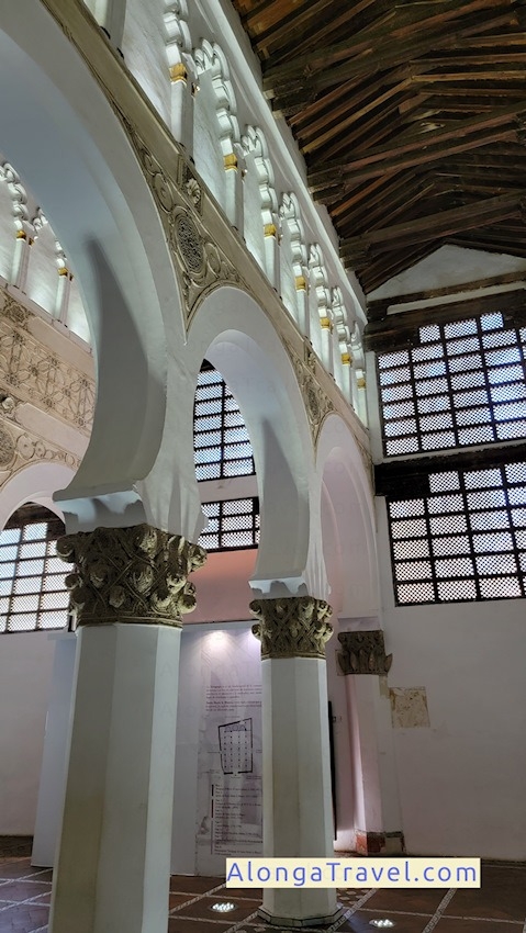 White arches in Synagogue Santa María La Blanca in Toledo