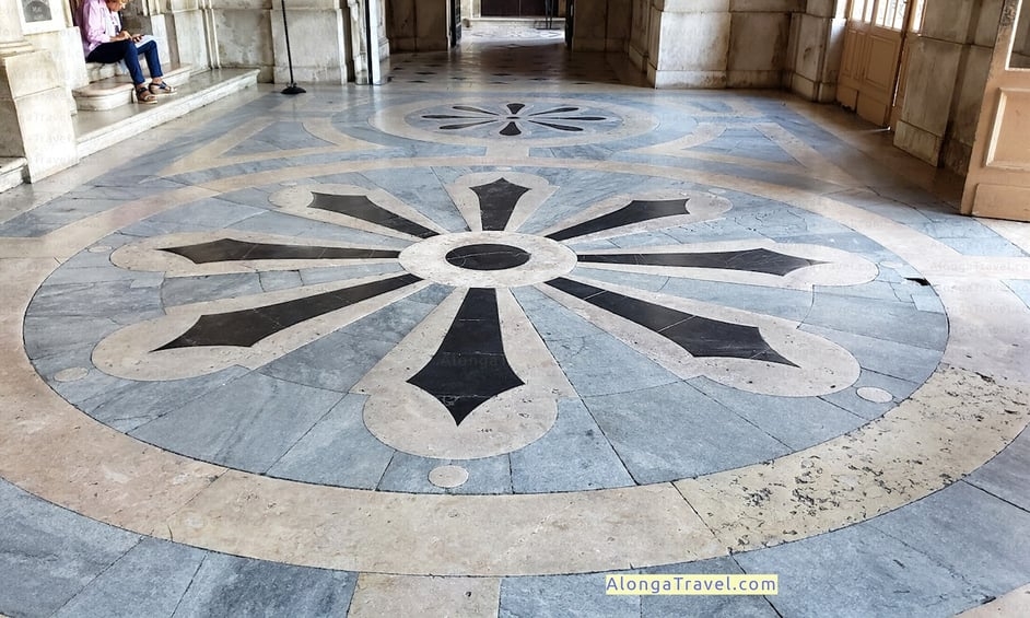 Beautiful marble star on a floor of Estrela Basilica
